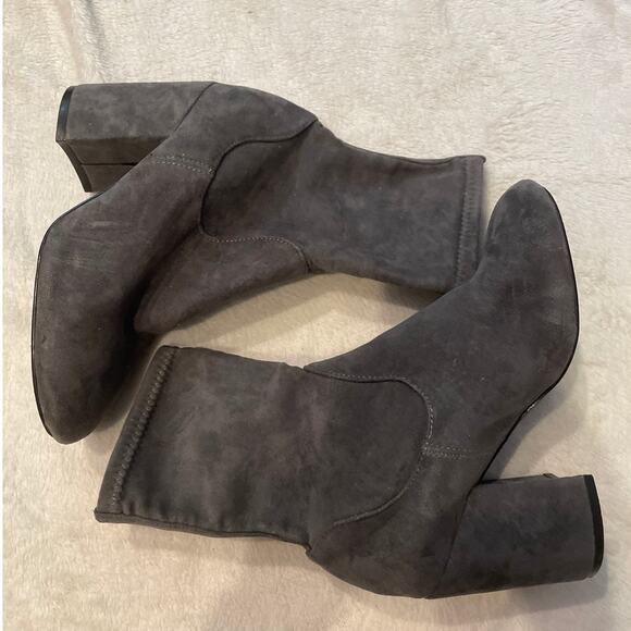 HALOGEN Women's Jacy Stretch Sock Bootie Size 4M Grey Fabric Blocked Heel - Picture 1 of 5